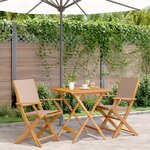 vidaXL Ensemble de bistro 3 Pièces taupe tissu et bois massif