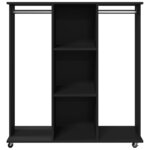 vidaXL Garde-robe avec roues noir 102x38x110 cm bois d'ingénierie