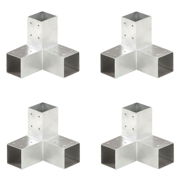 vidaXL Connecteurs de poteau 4 Pièces Forme en Y Métal galvanisé 71x71 mm