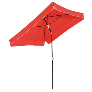 Parasol inclinable rectangulaire métal polyester haute densité 2L x 2l x 2 6H m rouge