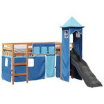 vidaXL Lit mezzanine enfants avec tour bleu 90x190 cm bois pin massif