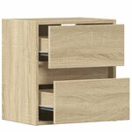 vidaXL Tables de chevet murales avec lumières LED 2 Pièces chêne sonoma