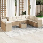vidaXL Salon de jardin 11 Pièces avec coussins beige résine tressée