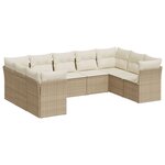 vidaXL Salon de jardin avec coussins 9 Pièces beige résine tressée