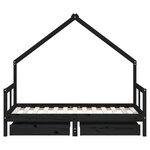 vidaXL Cadre de lit pour enfant tiroirs noir 80x160 cm bois pin massif