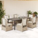 vidaXL Ensemble à manger de jardin et coussins 9 Pièces beige Poly rotin