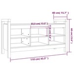 vidaXL Banc d'entrée Blanc 110x40x60 cm Bois de pin massif