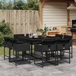 vidaXL Ensemble à manger de jardin 9Pièces coussins noir résine tressée