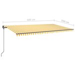 vidaXL Auvent automatique capteur de vent et LED 6x3 5m Jaune et blanc