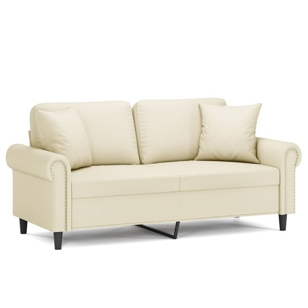 vidaXL Canapé 2 places avec oreillers crème 140 cm similicuir