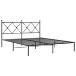 vidaXL Cadre de lit métal avec tête de lit noir 150x200 cm