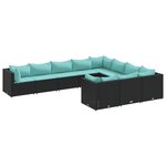 vidaXL Salon de jardin 10 Pièces avec coussins noir résine tressée