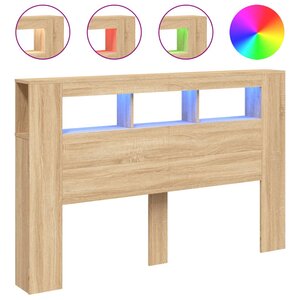 vidaXL Tête de lit à LED chêne sonoma 160x18 5x103 5cm bois ingénierie