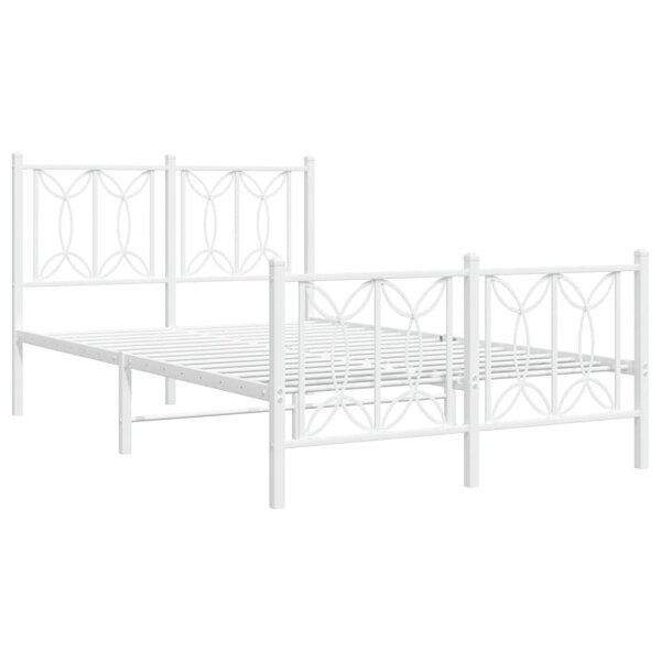 vidaXL Cadre de lit métal avec tête de lit/pied de lit blanc 120x200cm
