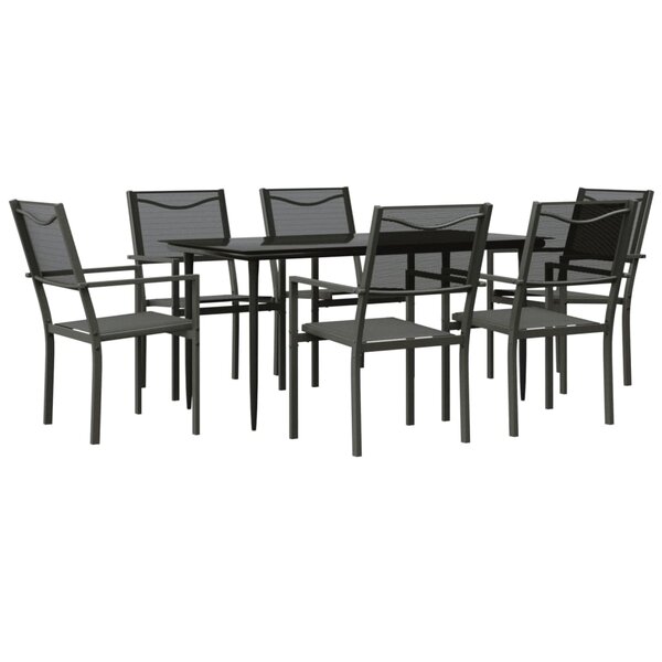 vidaXL Ensemble à manger de jardin 7 Pièces noir textilène et acier