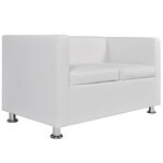vidaXL Canapé à 2 places cuir artificiel blanc