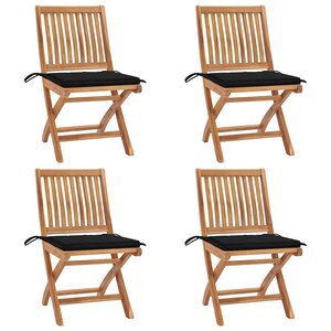 vidaXL Chaises pliables de jardin avec coussins lot de 4 Teck solide