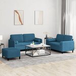 vidaXL Ensemble de canapés 3 Pièces avec coussins bleu velours