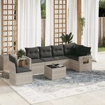 vidaXL Salon de jardin avec coussins 7 Pièces gris clair résine tressée