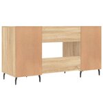Bureau table poste de travail meuble d'ordinateur informatique étude chêne sonoma 140 x 50 x 75 cm bois d'ingénierie brun 02_0023649
