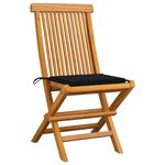 vidaXL Chaises de jardin et coussins noir lot de 8 Bois de teck massif