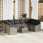 vidaXL Ensemble de canapé de jardin 10 pièces avec coussins Gris Poly Rotin