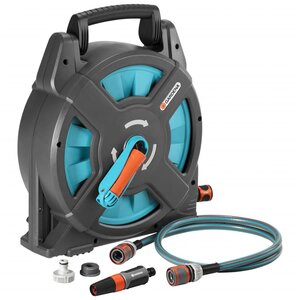 Gardena jeu d'enrouleur de tuyau classic 15 15 m gris et bleu 2662-20