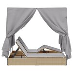 vidaXL Transat double Ensemble de 2 Beige et gris clair Poly Rattan