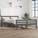 vidaXL Cadre de lit Gris Bois massif 140x190 cm
