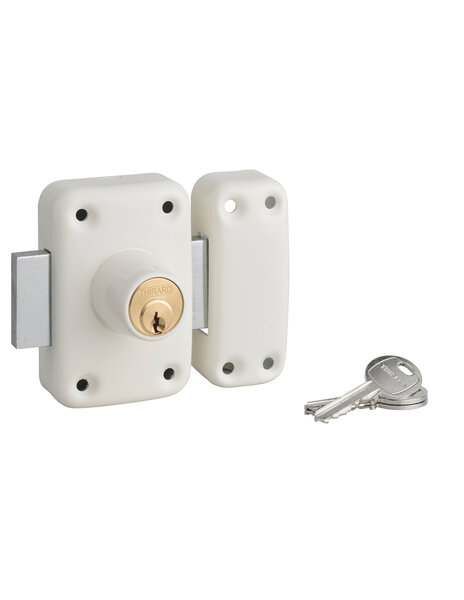 THIRARD - Verrou double entrée Apache pour porte d'entrée  cylindre 40mm  acier  3 clés  époxy blanc