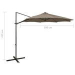 vidaXL Parasol déporté avec mât et lumières LED Taupe 300 cm