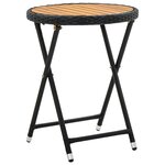 vidaXL Table à thé Noir 60 cm Résine tressée et bois d'acacia solide