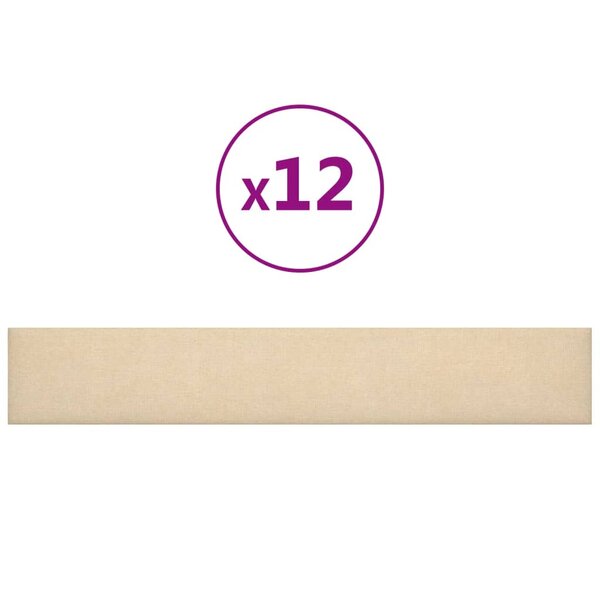 vidaXL Panneaux muraux 12 Pièces Crème 90x15 cm Tissu 1 62 m²