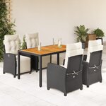vidaXL Ensemble à manger de jardin coussins 5Pièces Noir Résine tressée