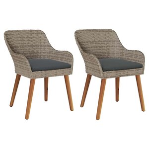 vidaXL Chaise de jardin 2 Pièces Noir 62 5 x 55 x 82 cm polyrotin