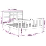 vidaXL Cadre de lit Noir Bois massif 140x190 cm