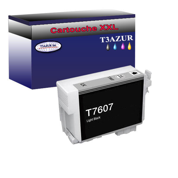 Cartouche Compatible pour Epson T7607 (C13T76074010) Light Noire- T3AZUR
