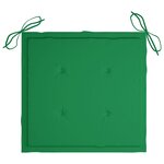 vidaXL Chaise à bascule avec coussin vert Bois de teck solide