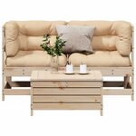 vidaXL Salon de jardin 3 Pièces avec coussins Bois de pin massif
