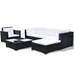 vidaXL Salon de jardin 6 Pièces avec coussins résine tressée noir