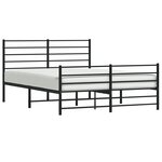 vidaXL Cadre de lit métal avec tête de lit/pied de lit noir 135x190 cm
