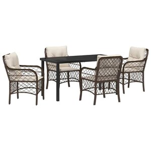 vidaXL Ensemble de salle à manger pour jardin 5 Pièces Marron polyrotin