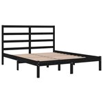 vidaXL Cadre de lit Noir Bois de pin massif 140x190 cm