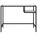 Bureau table poste de travail meuble d'ordinateur informatique étude d'ordinateur marbre 100 x 36 x 74 cm verre trempé blanc 02_0023734