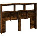 vidaXL Armoire tête de lit avec LED chêne fumé 140x17x102 cm