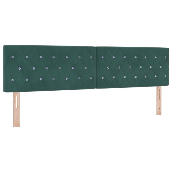 Tête de lit vidaXL Boutons en cristal capitonnés Vert foncé 180 cm Velours