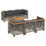 vidaXL Salon de jardin 8 Pièces avec coussins gris résine tressée