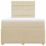 vidaXL Sommier à lattes de lit avec matelas Crème 120x200 cm Tissu