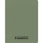 Cahier recyclé et recyclable  96 pages seyès 90 g  couverture polypropylène vert  format 17 x 22 cm CONQUERANT