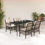 vidaXL Ensemble à manger de jardin 5 Pièces et coussins marron poly rotin